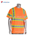 Meistverkaufte Hallo-Vis Gelb Arbeit T-shirts 100% Polyester Birdseye Mesh Rundhals Sicherheit T-Shirts Mit 2-Ton Reflektierende Streifen